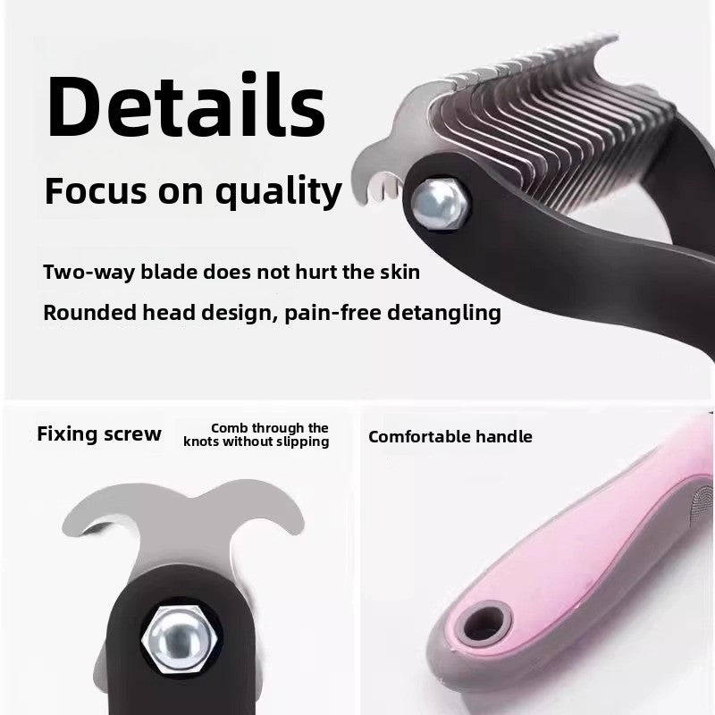 Pet Hair Deshedding Comb with Detangling Function