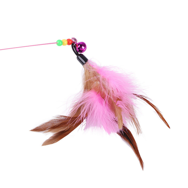 Interactive Cat Teaser Fishing Rod with Feather and Bell