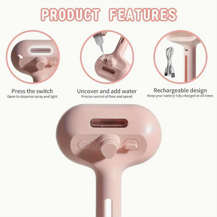 Pet Spray Massage Comb for Dogs and Cats ? Steam Comb for Removing Loose Hair