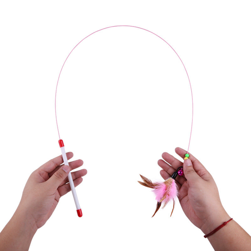 Interactive Cat Teaser Fishing Rod with Feather and Bell