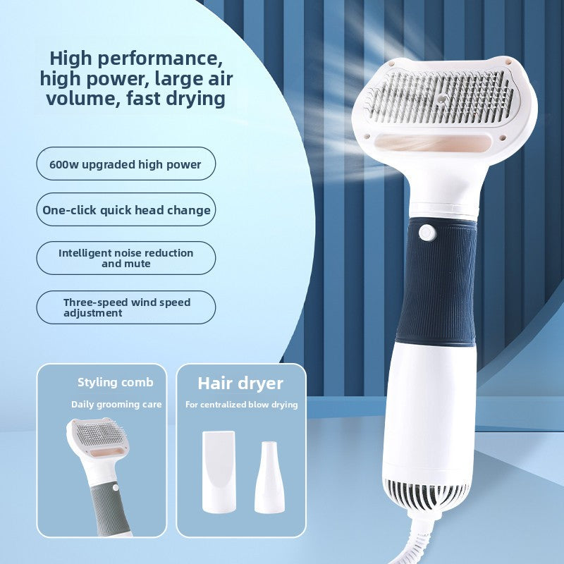 Pet Hair Drying and Grooming Tool: Combined Hair Dryer and Deshedding Brush for Dogs