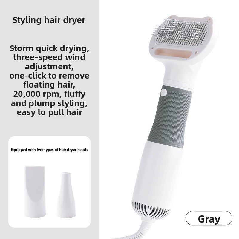 Pet Hair Drying and Grooming Tool: Combined Hair Dryer and Deshedding Brush for Dogs